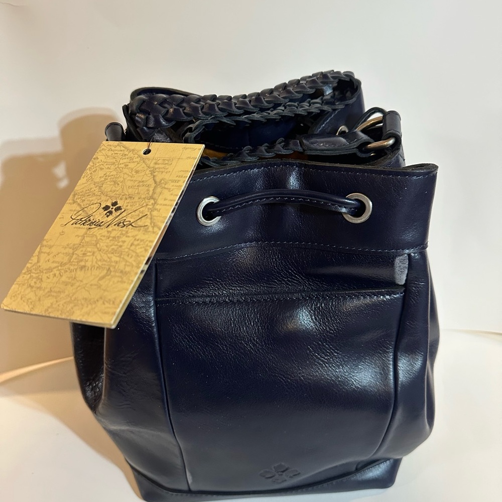 Patricia Nash Navy Leather Drawstring Bag - Picture 2 of 3